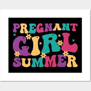 Pregnant Girl Summer Baby Shower Pregnancy Reveal Posters and Art